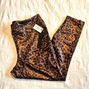 LuLaRoe Rise Luxe line women's size 3X leggings black copper animal print NWT